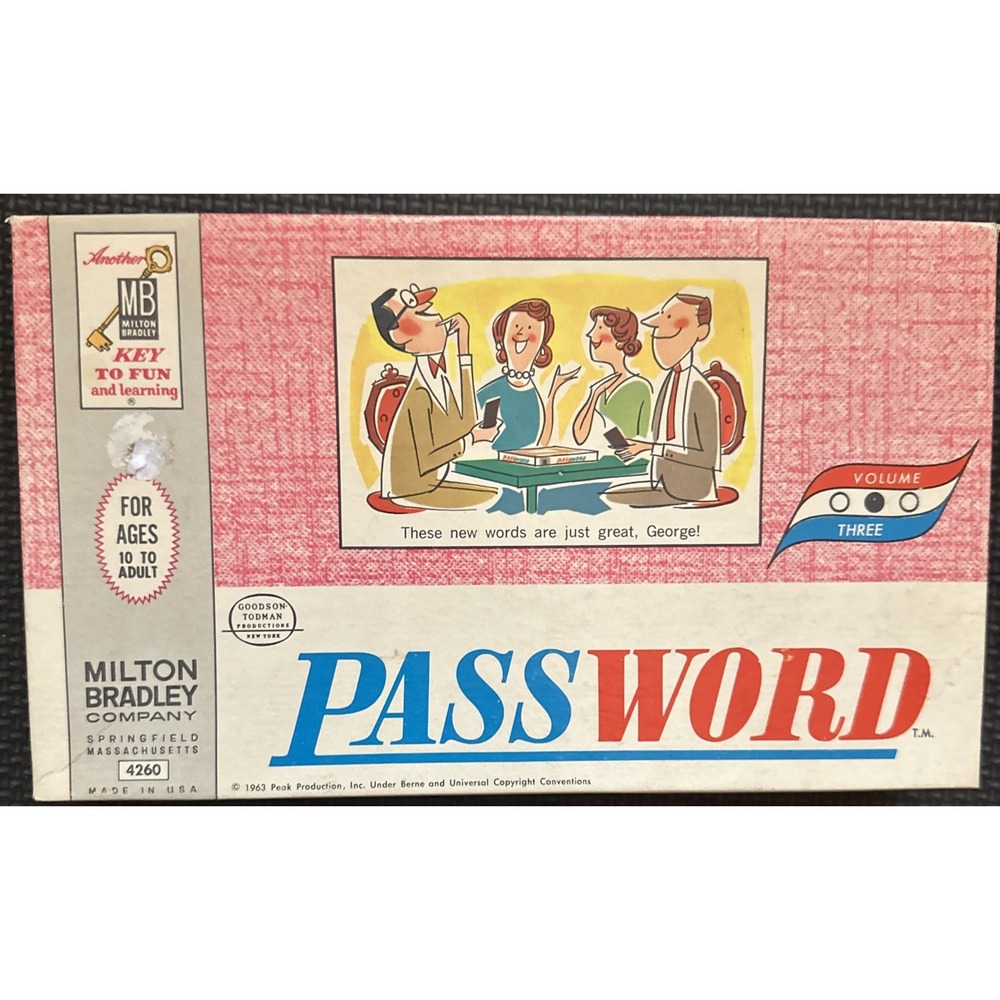 Vintage PASSWORD Game 1962‎ Edition Copyright Milton Bradley